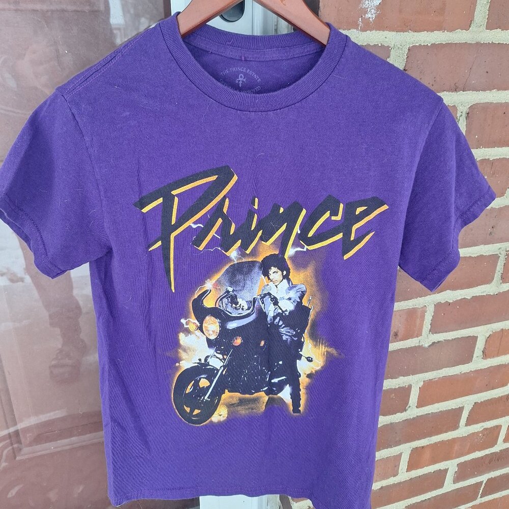 Men’s Prince On Motorcycle Purple T-Shirt Size Small